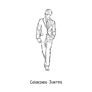 Desenho para colorir de um homem de negocios vestindo terno