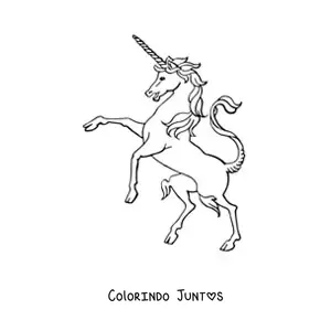Desenho para colorir de um unicórnio em duas patas