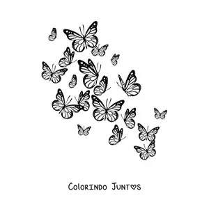Desenho para colorir de varias borboletas voando