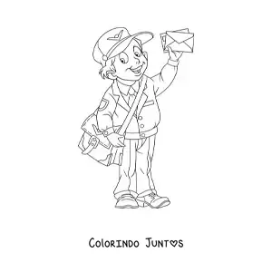 Desenho para colorir de um jovem vestido de carteiro