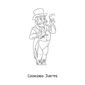 Desenho para colorir de um cavalheiro elegante vintage com cartola