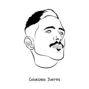 Desenho para colorir do rosto de um homem com bigode