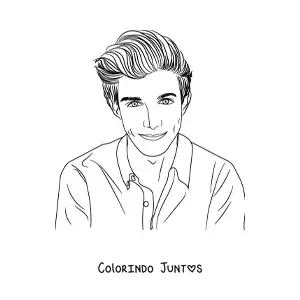 Desenho para colorir do rosto de um homem jovem bonito em estilo realista