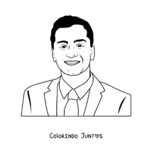 Desenho para colorir de um homem feliz usando gravata em estilo realista