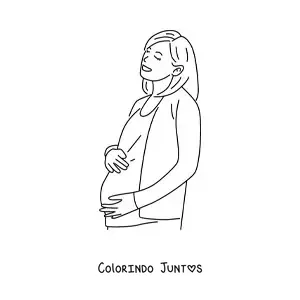 Desenho para colorir de uma mulher com uma gravidez avancada