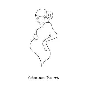 Desenho para colorir da silhueta de perfil de uma mulher gravida