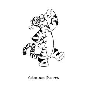 Desenho para colorir do Tigrão posando feliz