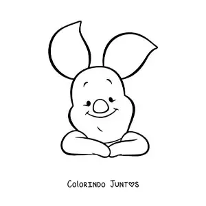 Desenho para colorir do rosto do Leitao sorridente