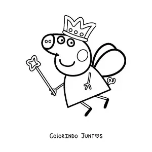 Desenho para colorir da Peppa vestida de fada
