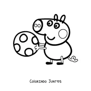 Desenho para colorir do George brincando com uma bola