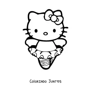 Desenho para colorir da Hello Kitty vestida de bailarina