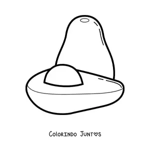 Desenho para colorir de um abacate ao lado de meio abacate