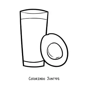 Desenho para colorir de um copo cheio ao lado de um abacate