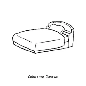 Desenho para colorir de uma cama de solteiro com um travesseiro