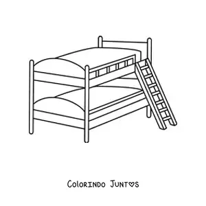 Desenho para colorir de um beliche de duas camas com escada