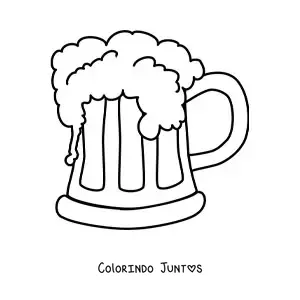 Desenho para colorir de um copo cheio de cerveja com espuma