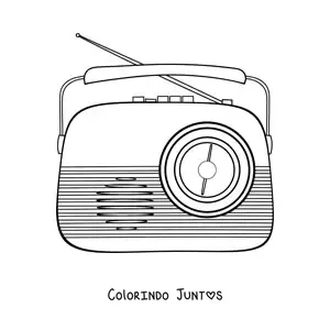Desenho para colorir de um radio antigo com antena