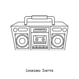 Desenho para colorir de um radio toca-fitas com alto-falantes grandes