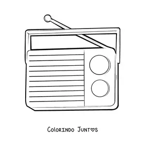 Desenho para colorir de um radio portatil pequeno com antena