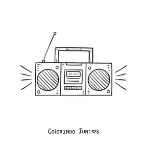 Desenho para colorir de um radio moderno com os alto-falantes ligados