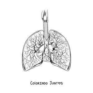 Desenho para colorir de pulmoes e coracao realistas