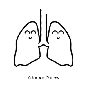 Desenho para colorir de um par de pulmoes animados felizes