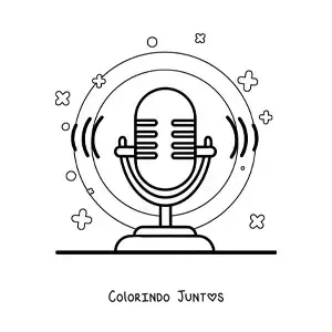 Desenho para colorir de um microfone antigo de radio