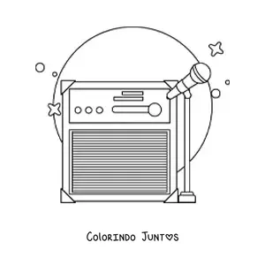 Desenho para colorir de um microfone de pe com amplificador