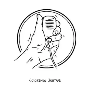 Desenho para colorir de uma mao segurando um microfone com alto-falante para militares