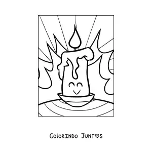 Desenho para colorir de uma vela animada