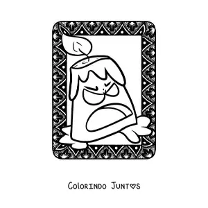Desenho para colorir de uma vela animada de Halloween assustando