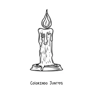 Desenho para colorir de uma vela realista derretendo