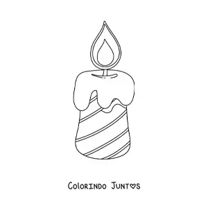 Desenho para colorir de uma vela de aniversario com listras