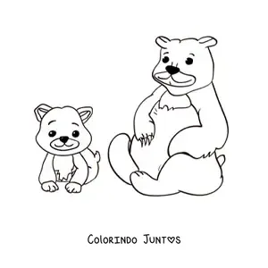 Desenho para colorir de uma familia de ursos sentados