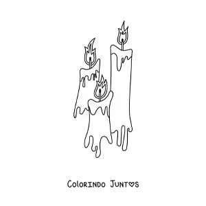 Desenho para colorir de tres velas derretendo