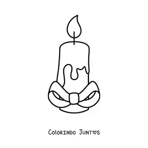 Desenho para colorir de uma vela com enfeite de laco