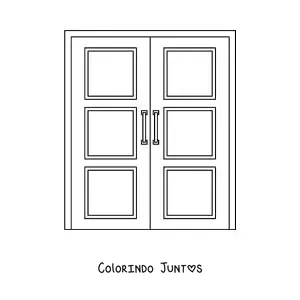 Desenho para colorir de uma porta dupla de madeira