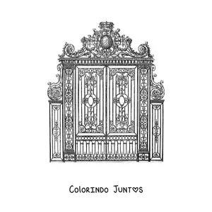Desenho para colorir de um portao de ferro forjado realista