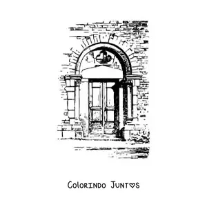 Desenho para colorir de uma porta realista