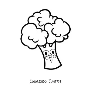 Desenho para colorir de um brocolis animado alegre