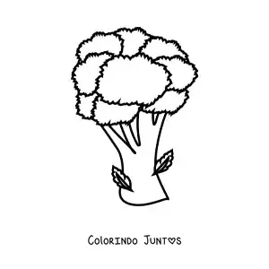 Desenho para colorir de um brocolis com folhas