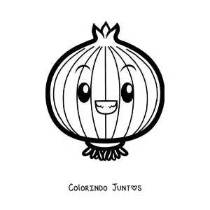 Desenho para colorir de uma cebola animada sorrindo