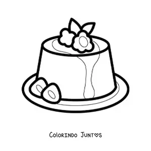 Desenho para colorir de uma gelatina com morangos e creme