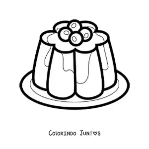 Desenho para colorir de uma gelatina com mirtilos
