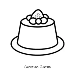 Desenho para colorir de uma gelatina decorada com um morango