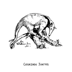 Desenho para colorir de um tamandua realista
