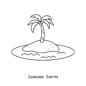 Desenho para colorir de uma ilha no mar