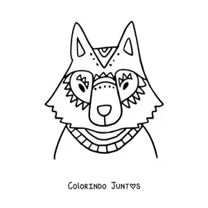 Desenho para colorir da cabeca de um lobo com desenhos geometricos