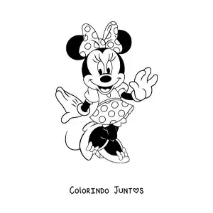 Desenho para colorir da Minnie sapeca com vestido de bolinhas