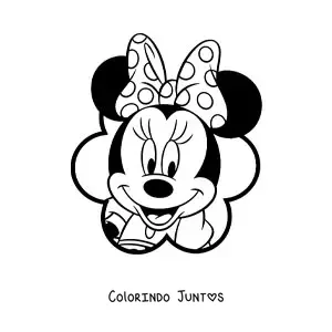 Desenho para colorir do rosto da Minnie Mouse com laco de bolinhas